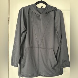 ALALA Mesh Drawstring Hoodie in Black. Size Small.